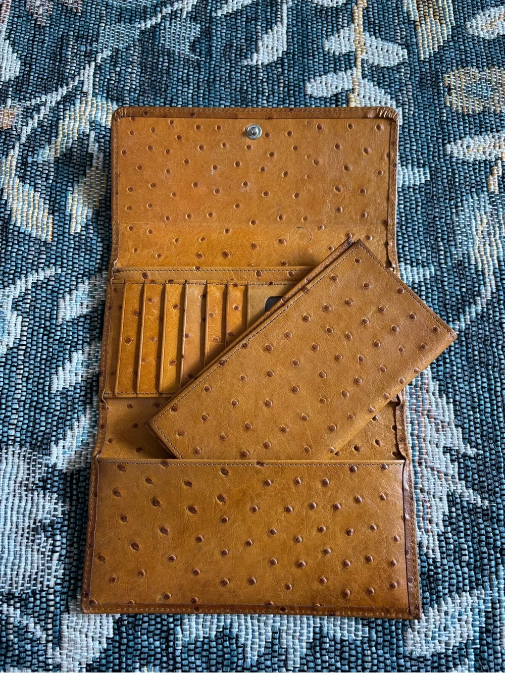 Vintage Dooney & Bourke Ostrich Collection Checkbook Organizer Wallet Billfold